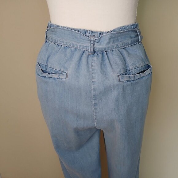 Cartonnier Chambray Paperbag Trousers Blue with Belt Size Medium - Picture 6 of 9